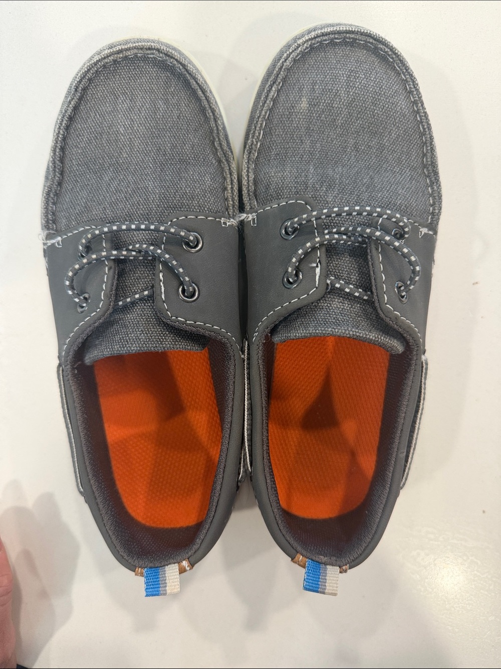Sonoma Gray Kids Boat Shoes with Orange Insole